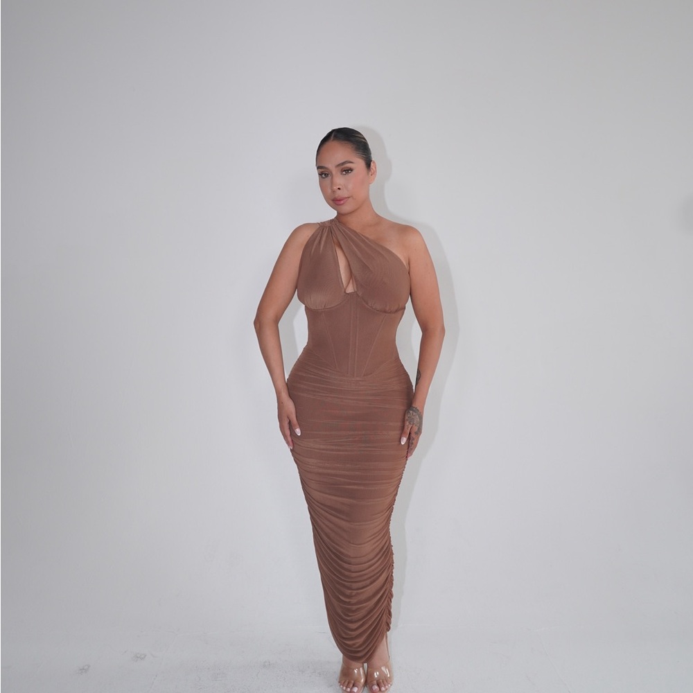 Elegant Brown Evening Gown